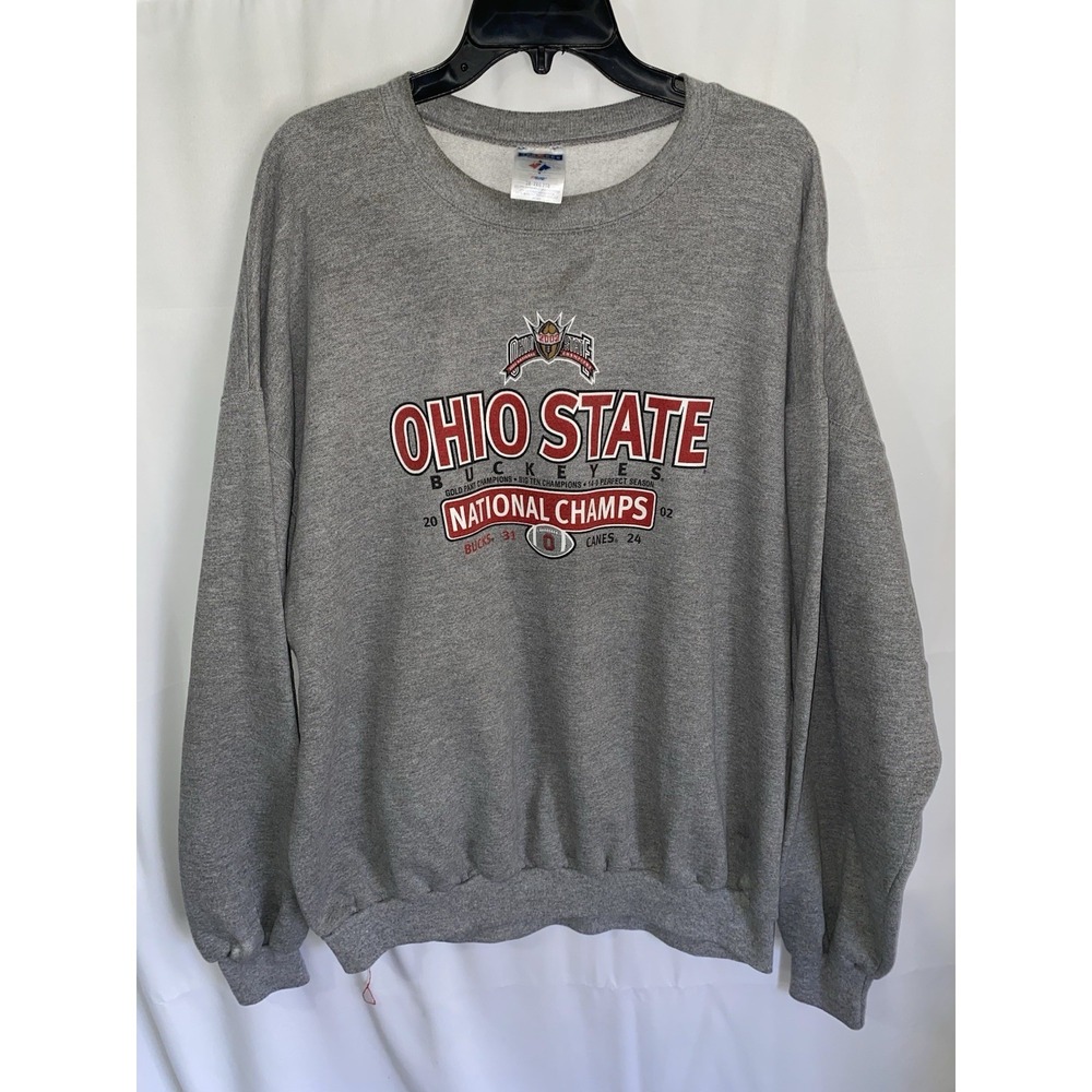 Vintage Ohio State‎ Buckeyes 2002 National Champions Gray Sweatshirt Adult 2X